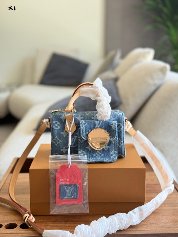 Vintage denim small pillow denim bag